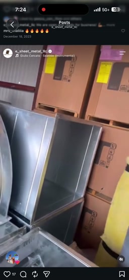 Rectangular duct fabrication at E Sheet Metal