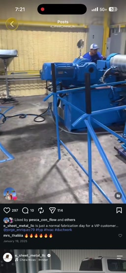 Spiral & round duct fabrication at E Sheet Metal